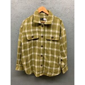 Piper & Scoot Women's Green‎ Plaid Shirt Medium Button Front Flannel Shacket